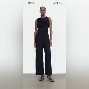 Zara Textured Floral Crepe Jumpsuit